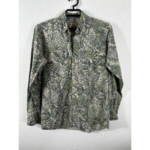 Brush Country Camouflage Shirt Mens L Green Brown Cotton Long Sleeve *Fading